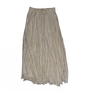 NEW Z&L EUROPE women's long lace button up skirt in white